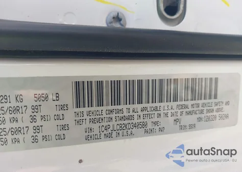 2019 Jeep Cherokee Latitude Fwd z USA, uszkodzony, nr VIN 1C4PJLCB2KD340580